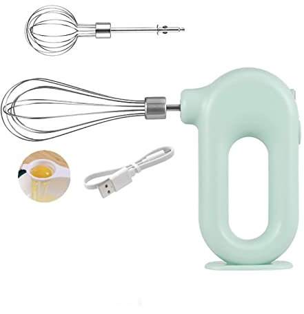 Mini Sbattitore Elettrico Senza Fili - Frullino Per Le Uova Elettrico da 1500 MAh con Carica USB E 4 Velocità Regolabili(verde)