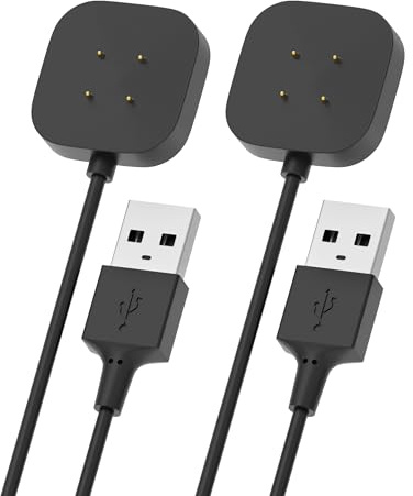Bicmice Kompatibel mit Fitbit Sense & Versa 3 Ladegerät Ersatz Ladekabel Dock für Sense 2, Versa 4 Smartwatch 1m USB Magnetisch Wireless Kabel - 2Pack