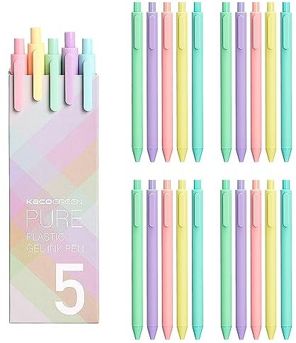 Lanxivi KACO Gelstifte 20 Stück Set, Schwarz Refill Extra Fine Point (0,5 mm), schnell trocknende einziehbare Tinte Stifte Rolling Ball Pens