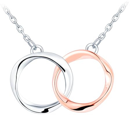VIKILEE 925 Sterling Silber Halskette Unregelmäßiger Kreis Ewiges Symbol Anhänger Geeignet für den Versand an Ihren guten Freund Freundin (Doppelring)