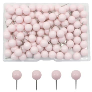 Pinnnadeln mit rundem Kopf, Kartennadeln, Kartenmarkierungsnadeln, dekorative Reißzwecken, Reißzwecken für Pinnwand, Korktafel, Rosa, 100 Stück