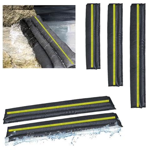Estresen 2 Stück Wasserabsorbierende Sandsäcke Hochwasserschutz bei Türen mit reflektierenden Streifen Hochwasser Schlauch Hochwassersperre für Garage Keller Fenster gegen Regen Wasserleck 150×20cm