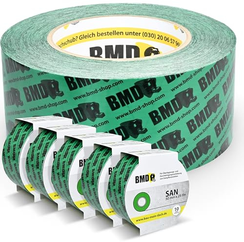 BMD san Klebeband | 6 Rollen | 50mm x 25m | für Dampfsperren & Dampfbremsen |gemäß DIN EN 4108 Teil 11 und ENEV | Profi Qualität Made in Germany