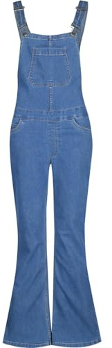 Madcap England Women's Retro 70s 80s 90s Skinny Flare Flared Denim Dungarees Bell Bottom Blue MC1090 (UK, Numeric, 14, Regular, Regular, 29 Leg, Stonewash Blue)