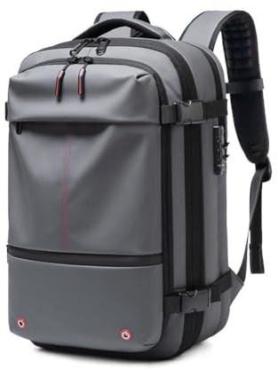 pulunto Vacpack Rucksack, 60 l, erweiterbarer Rucksack mit Vakuumkompression, Anti-Diebstahl-Reiserucksack für Outdoor, grau, 60 cm(L)