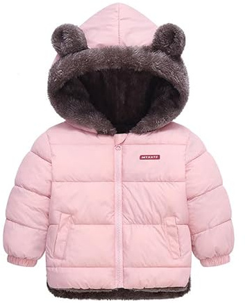 LIKCAISA Kids Boys Girls Winter Coats Hooded Down Thicken Jackets with Cute Ear Toddler Baby Boys Girls Warm Fleece Coat Kids Baby Winter Clothes