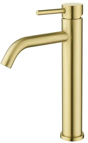 Decaura Gold Hoch Wasserhan Bad Waschtischarmatur Badezimmer Waschbecken Armatur Einhand Mischbatterie Golden mit Auslaufhöhe 190 mm für Aufsatzwaschbecken