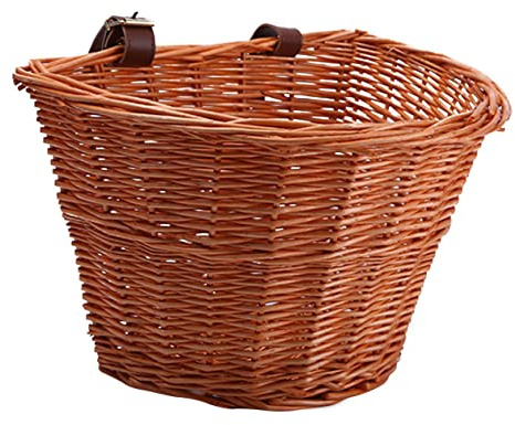 OSOLADY Cestino Anteriore in Intreccio Naturale per Ragazzo Ragazza, Cestino Intrecciato a Mano, Robusto e Leggero per Manubrio Bicicletta, Ampio Spazio Portaoggetti per Passeggiate All'aperto