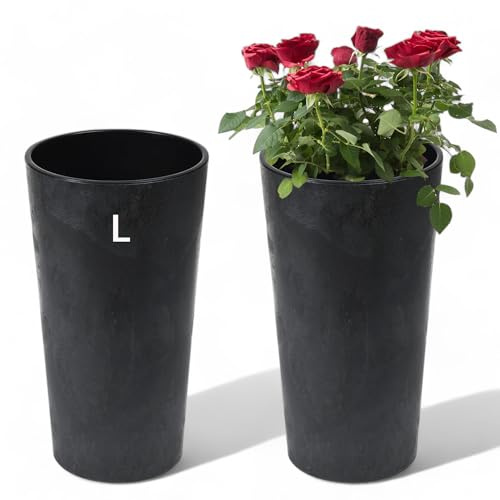 MELTOM Blomkruka rund betongeffekt med avtagbar insats blomkruka blomkruka (svart, L – 47 cm)