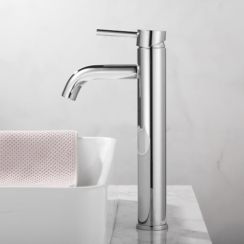 ULTRALAX Chrome Tall Basin Mixer Tap for Vessel Sinks ，Single Handle Lavatory Vanity Tap