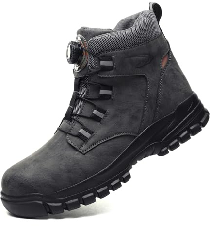 SmoothPace Chaussures de Sécurité Hommes Femmes Imperméables Confort Montante Chaussures de Travail Légère Bottines de Sécurité Antidérapant Gray 38 EU