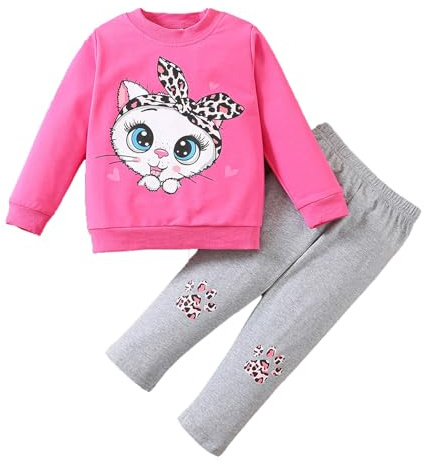 SoLu DAY8 Vetement Fille Hiver Pas Cher Jogging 1-6 Ans Ensemble Fille 2 Pièces Survetement Enfant Casual Tenu Habit Sport Pull Manche Longue Sweat + Pantalon (5-6 ans, Rose-2)