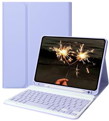 Funda con teclado para iPad Mini 5/4/3/2/1 (7.9 pulgadas, modelo 2019/2015/2014/2013/2012) con teclado retroiluminado desmontable, funda tipo libro con soporte para lápices con función de apagado y