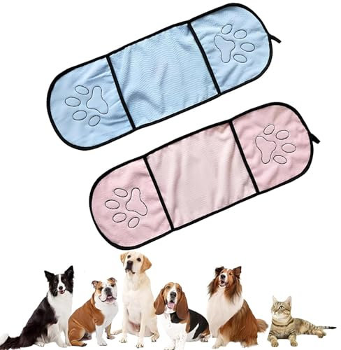 Hachera 2 Pezzi Asciugatura Rapida per Cane, Asciugamani per Animali Domestici, Super Microfibra Asciugamani Animali Domestici, Asciugamano per Cani per Animale Domestici Cani Gatti(Rosa e Blu)