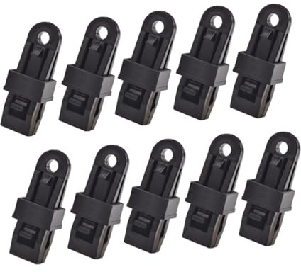 YARNOW 10pcs Windproof Tent Clamps Plastic Fixed Clips for Tarp Tent Camping Outdoor Safety Buckles Easy Install Remove Suitable for Awnings and