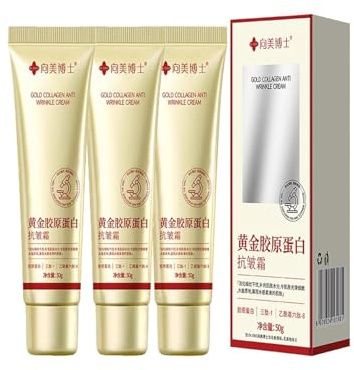 3 pezzi Crema al collageno dorato coreana, 50 g Crema coreana antirughe, crema idratante al collagene per la pelle, crema rassodante per il viso