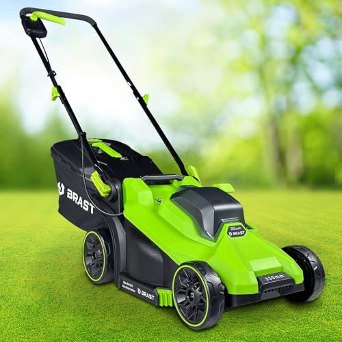 BRAST® Akku-Rasenmäher | 1-2X 20V Akku-Power mit 4,0Ah | 33-43cm Schnittbreite | 5-stufige Schnitthöhenverstellung 25-75mm | bis zu 520m² | 35-50L Fangkorb | klappbarer Führungsholm | City 33