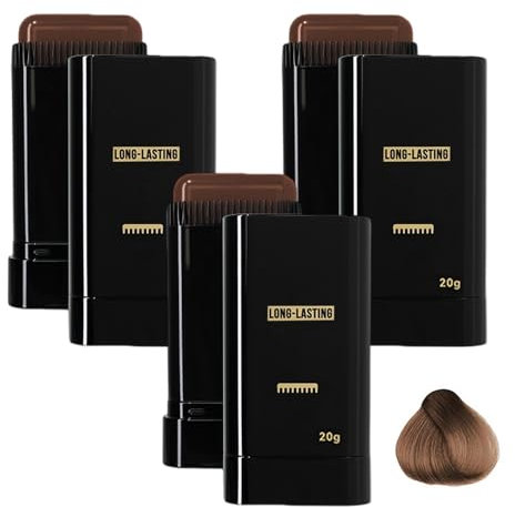 Carylook Haarfarbenstift, Ansatz-Ausbesserungsstift, Schneller Haarfärbekamm zum Abdecken von grauen Haaren, Hauch von Grau, Schweißfester 2-in-1-Haar-Concealer (Brown-3pcs)