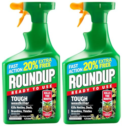 Tough Weed Killer - 1.2L (Pack of 2) | Fast Acting, Long-Lasting Formula for Effective Weed Control on Lawns, Pathways, Patios, and Driveways | Kills Weeds to the Root