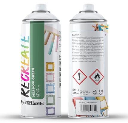 RECREATE Meadow Green Gloss Spray Paint for Wood, Metal, Plastic | Quick Drying, Smooth, Durable, Easy-to-Apply | Suitable for Indoor / Outdoor | For Furniture, Craft, Doors, Ornaments, Pots, Frames