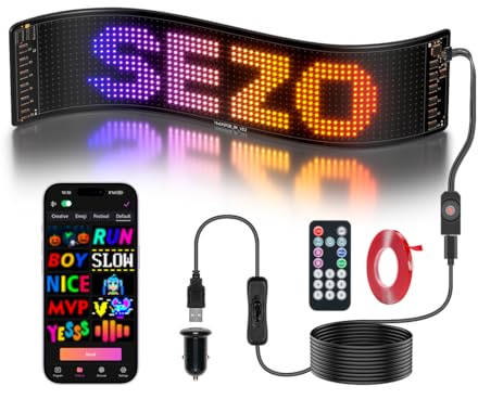 SEZO Bluetooth Devil Eyes Light für LKW Led Augen für Lkw Auto 92mmx372mm 2121RGB USB Matrix Flexible Leds Anzeige Programmierbar Lichteffekte Party-Deko für Cars Text Graffiti Werbetafel 5V