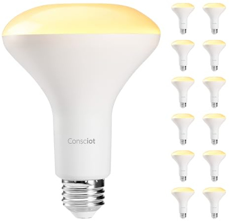 Consciot BR30 LED Bulb Dimmable, 10W Equivalent 65W, 850lm 2700K Soft White Light Bulb with E26 Base, Flood Light Bulb for Indoor Recessed Can Light, UL & FCC Listed, 12 Pack
