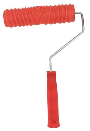 FONDOTIN DIY Strukturwalze für Wanddekoration Roter Kunststoffgriff Langlebiger Gummiwalzenroller mit Holzmaserungseffekt Geeignet für Struktur und Wasserbasierte Farben Tapetenoptik für