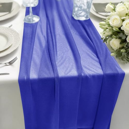 HiBeauty PRO Chiffon Tischläufer Dunkelblau 70x300cm 1 Stück, Tischdeko