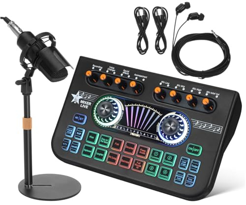 Kit de Placa de Sonido X3-bm700 X3, Consola de Mezclas de Audio Negra | Metal y Plástico, Conexión Plug And Play, Baja Latencia, para Grabación y Juegos