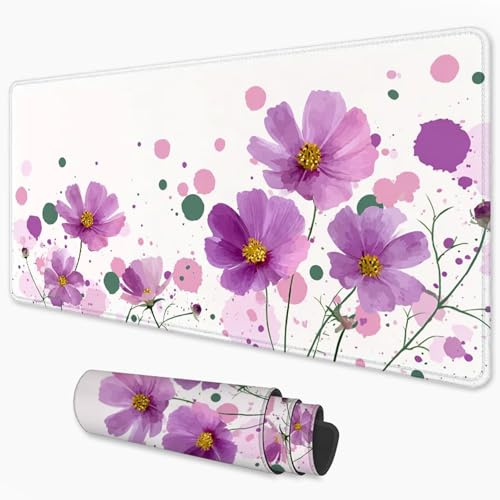 Alfombrilla Ratón Púrpura Mouse Pad 1200x600 mm, Grande Alfombrilla Gaming Flor con Superficie Especial Que Mejora la Velocidad y la precisión, Mousepad Impermeable para Gamers, PC y Portátil 3Y-148