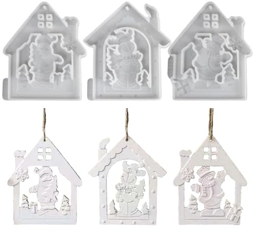 Molde de silicona con colgante de Navidad, moldes de silicona, moldes de fundición para Navidad, colgante de alce de Papá Noel, moldes 3D de yeso de silicona, moldes de yeso para fundición, moldes de