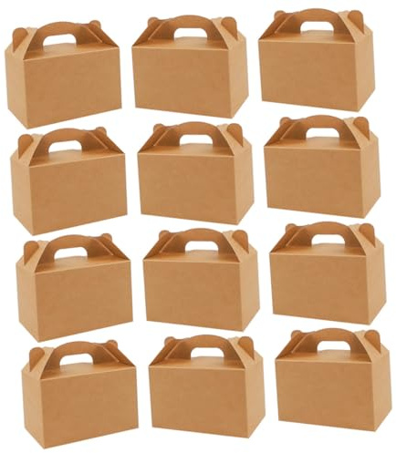 ibasenice 12 Stück Leichte Partyboxen aus Papier mit Tragegriff Handliche und Tragbare Geschenkboxen für Festliche Anlässe und Urlaubspartys in Khaki