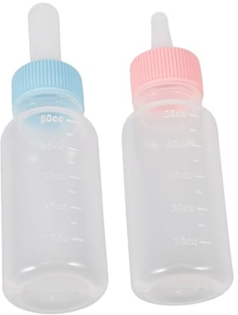 DIYEAH Biberón para Mascotas Tetina de Silicona, Kit 2 Unidades 50 Ml, Diseño Ergonómico para Alimentación de Cachorros y Gatitos, Color Claro y Azul, Suministros para Animales Pequeños
