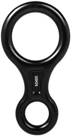 AMSLSIU Anillo de Escalada de montaña, 8 Formas, Deporte al Aire Libre Profesional, Cueva, exploración, Descenso Rescate Incendios para Cuerda 8-13mm, Negro