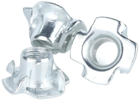 Dado a quattro artigli zincato, Dado a quattro griffe zincato M3 M4 M5 M6 M8 M12 a T for altoparlanti a con inserto cieco Ferramenta for mobili(5pcs,M4)