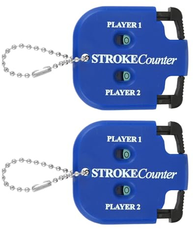 2st Golfslagräknare, Bärbar Poängräknare med Hängande Rep Mini Fyrkantig Design Slagräknare för 2 Spelare för Golfträning, Tävlingar och Spel (Blå)
