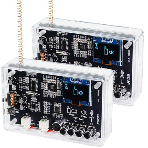 Aideepen 2 Sets Elektronik Bausatz, 2-in-1 FM Radio Walkie-Talkie Löt Bausatz, DIY Digitalradio mit OLED Display 87-108 MHz Lötübungs Kit zum Lernen und Lehren