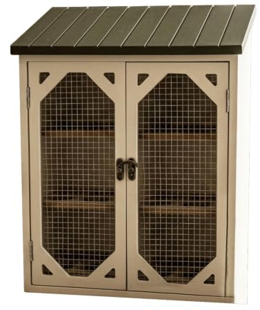 Farmhouse Egg Holder, Double Door Storage Box, Wire Mesh Cabinet with Egg Compartment Feature, Wooden Eggs Organizer, Kitchen Storage Box with Rustic Design Home Accessory for Pantry Cabin Coop