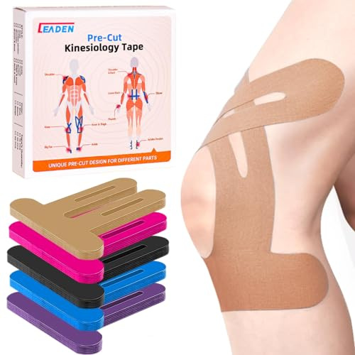 Kinesiotapes Vorgeschnitten Knie, 10 Stück, Wasserfest & Hautfreundlich, Kinesiologie Knie Tape für Schmerzlinderung & Sport Unterstützung (Hautfarbe)