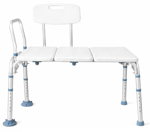 Vive Shower Bench for Transfers - Heavy Duty Tub Transfer Bench for Bathtub, Holds 400 lbs - Shower Chair for Elderly, Disabled, Bariatric - Mobility Assistance, Height Adjustable, Reversible Backrest