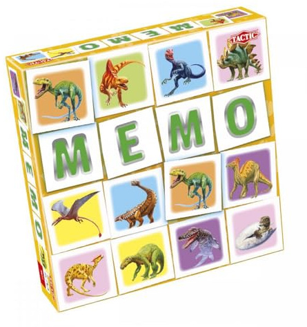 Tactic 55802 Match MEMO Board Family Easy to Play Childrens Well Made Pairs Dinosaur Fun , Memory Game for Kids Ages 3+, Multi