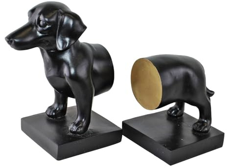 Temerity Jones Sausage Dog Bookends, Black Finish