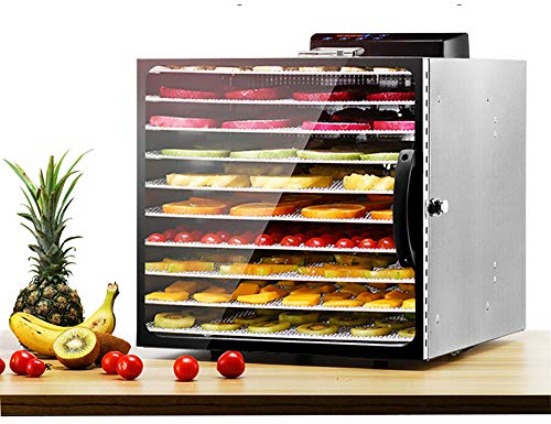 CGOLDENWALL Commercial Digital Food Dehydrator Dryer Machine Snacks Dryer Digital Timer and Temperature Stainless Steel 10 Trays for Jerky Meat Beef Fruit Vegetable 110V/220V