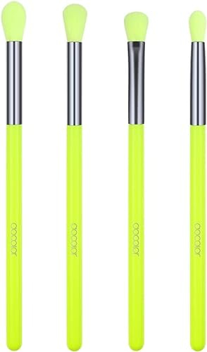 Docolor Lidschattenpinsel Set 4 Pcs, Augen Make up Pinsel mit Premium Synthetik und Holzgriff, grüne Farbmischpinsel
