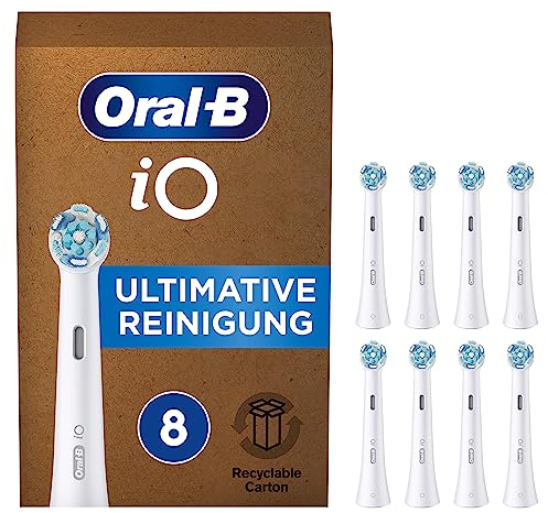 Oral-B iO Ultimate Clean ORIGINAL Electric Toothbrush Head, Oral B Electric Toothbrush Heads, Twisted & Angled Bristles for Deeper Plaque Removal, Pack of 8, Suitable for Mailbox, White
