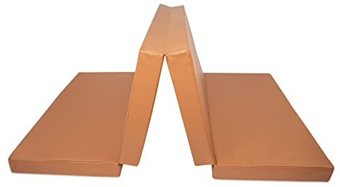 Jeflex - braune klappbare Weichbodenmatte & Turnmatte 200 x 100 x 8 cm MADE IN GERMANY/faltbare Gymnastikmatte/platzsparende Fitnessmatte & faltbare Yogamatte/dicke Sportmatte für Kinderzimmer