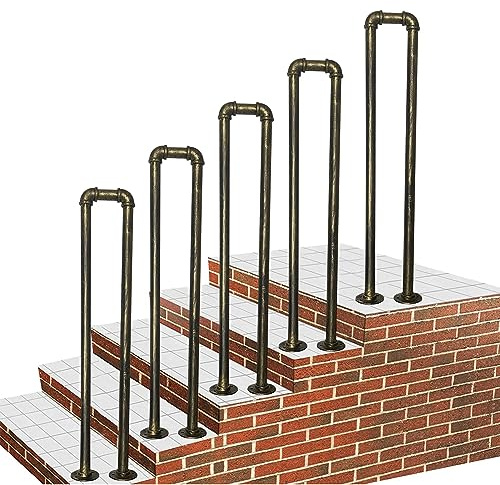 Pasamanos de barandilla de escalera para escalones exteriores, pasamanos de hierro forjado para escalones exteriores, barandilla de balaustrada de jardín de montaje en piso para terraza de balcones (