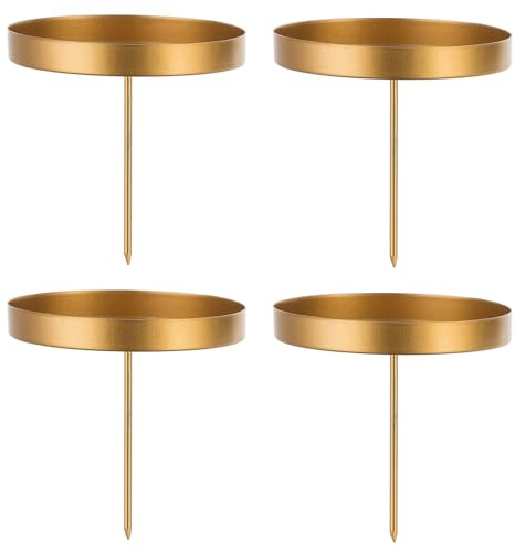 Sziqiqi Adventskranz Kerzenhalter 4er Set, Metall Kerzenständer 4 Kerzen, DIY Kerzenteller zum Stecken Stumpenkerzen Kerzenleuchter Adventskranz Weihnachten Dekoration Kreative, Gold