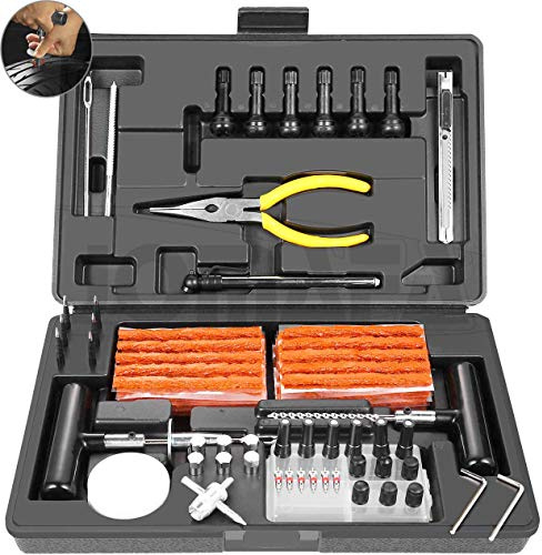 Conjunto Repara Pinchazos Herramienta, Kit de Reparación para Neumáticos Pesados, Kit de Emergencia reparar neumáticos para Coche, Moto y más PACK 50 MECHAS - 1395
