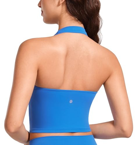 CRZ YOGA Butterluxe Halter Crop Linnen Sparkle Blue S